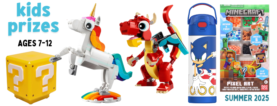 Image showcasing the prizes for the kids age group.